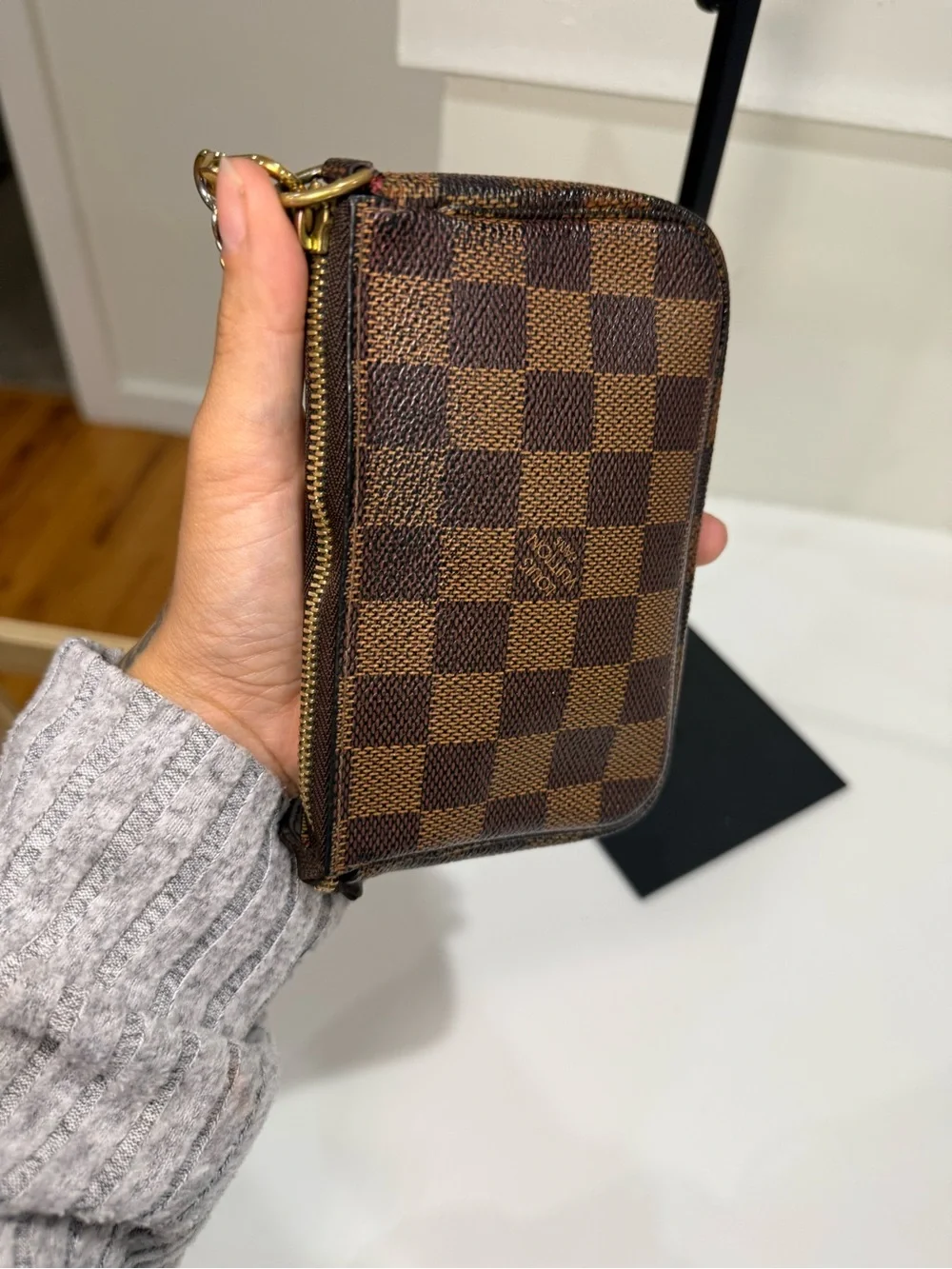Louis Vuitton Damier Ebene Trunks and Bags Mini Pochette Accessoires Bag Brown